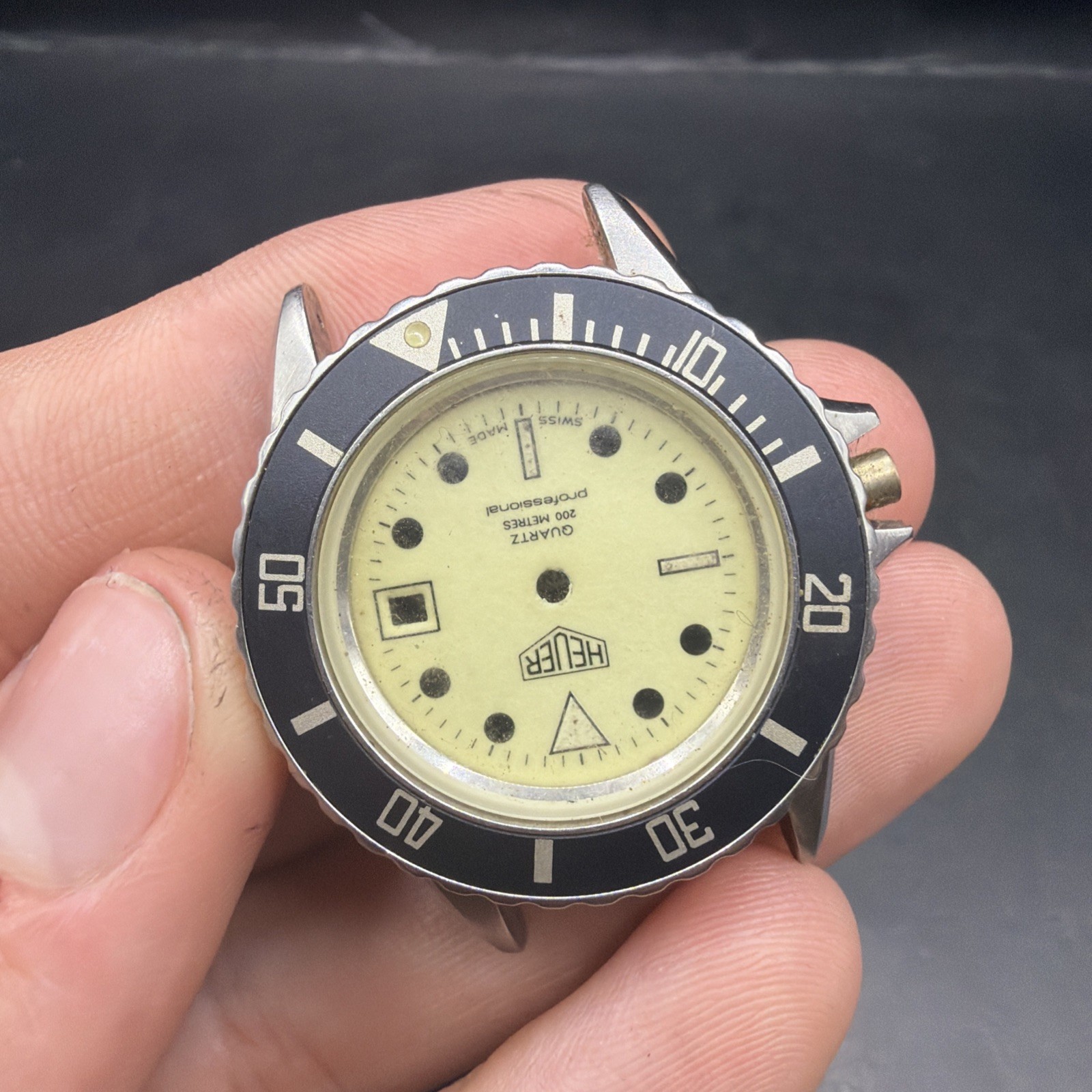 Vintage (TAG) Heuer 1000 980.015 32mm LUME Dial 200m Quartz Case & Dial Parts