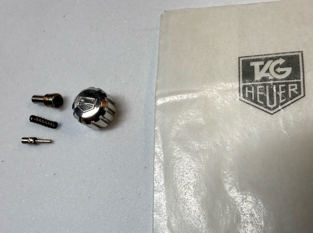 Tag Heuer Watch Crown And Parts, Marked KY 1218, 6.61mm x 5.12mm Parts Or Repair