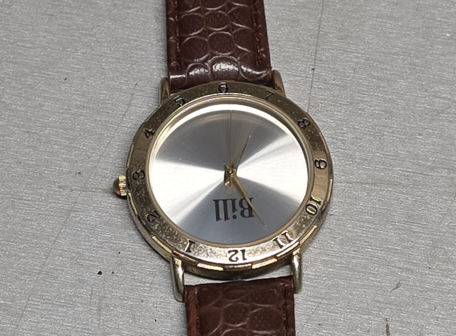 Milan MLN1019 Bill Quartz Watch Brown Faux Leather Strap Japan Movement