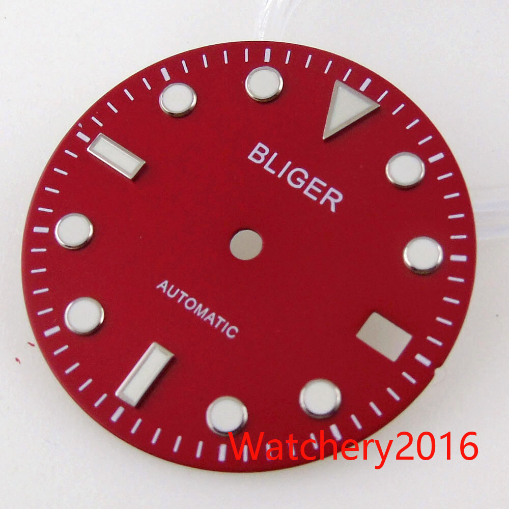 29mm Luminous Watch Dial Face Green Blue Black Rose Gold Edge Fit NH35A NH36A