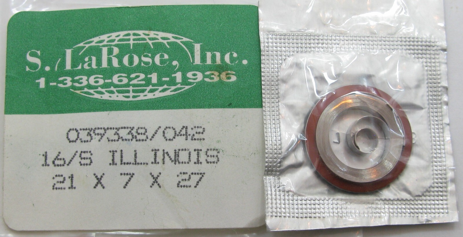 Illinois 16s 039338 042 T end watch Mainspring 1 piece * white alloy *