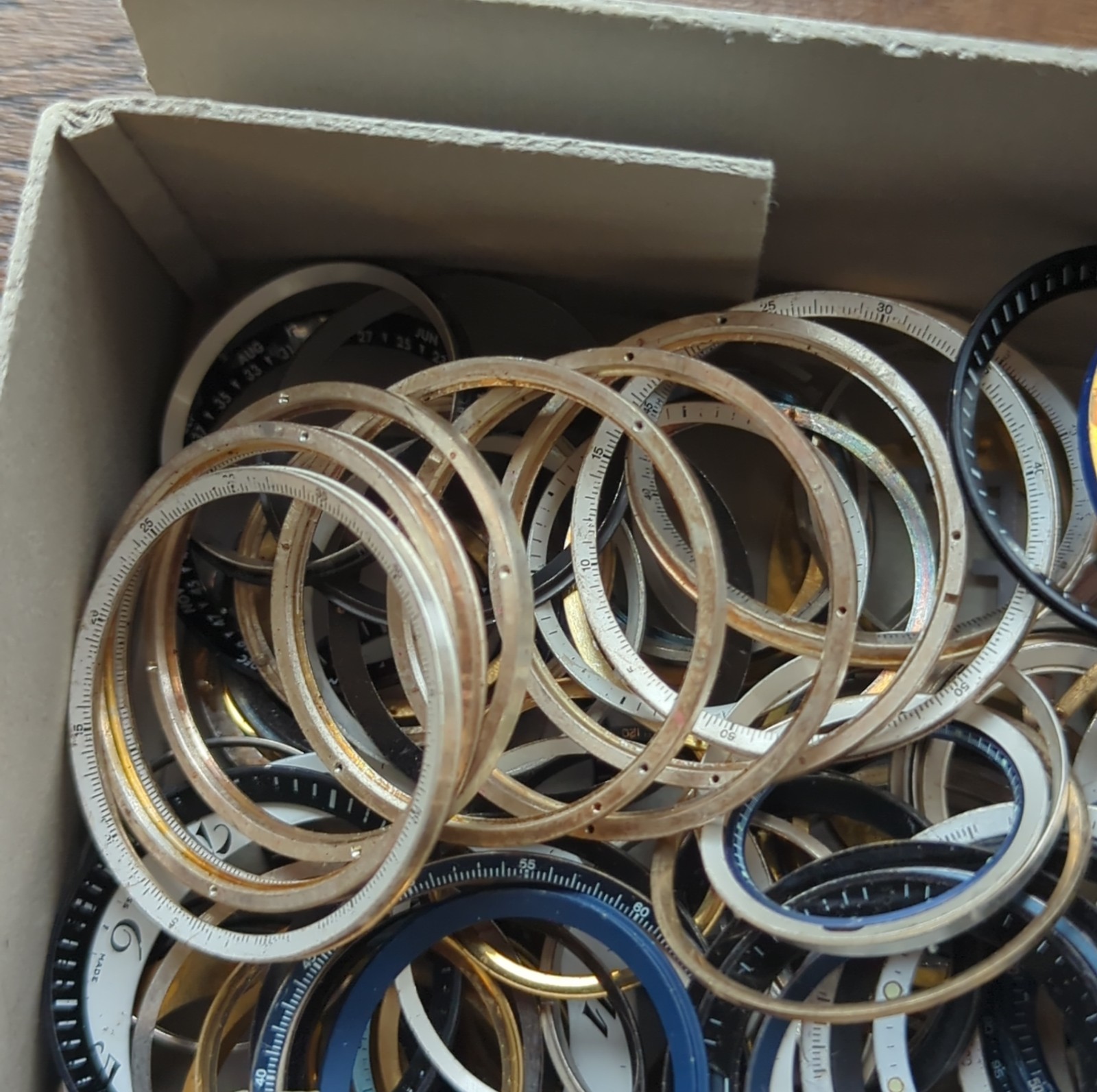 Large Lot of VTG Watch Tachy, Crystal, Case & Dial Inserts Watch Parts