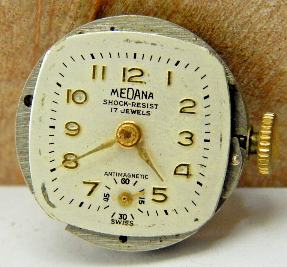 Vintage Medana Meyer-Studeli 359 17 jewel 17 jewel 12/0s with dial hands & crown