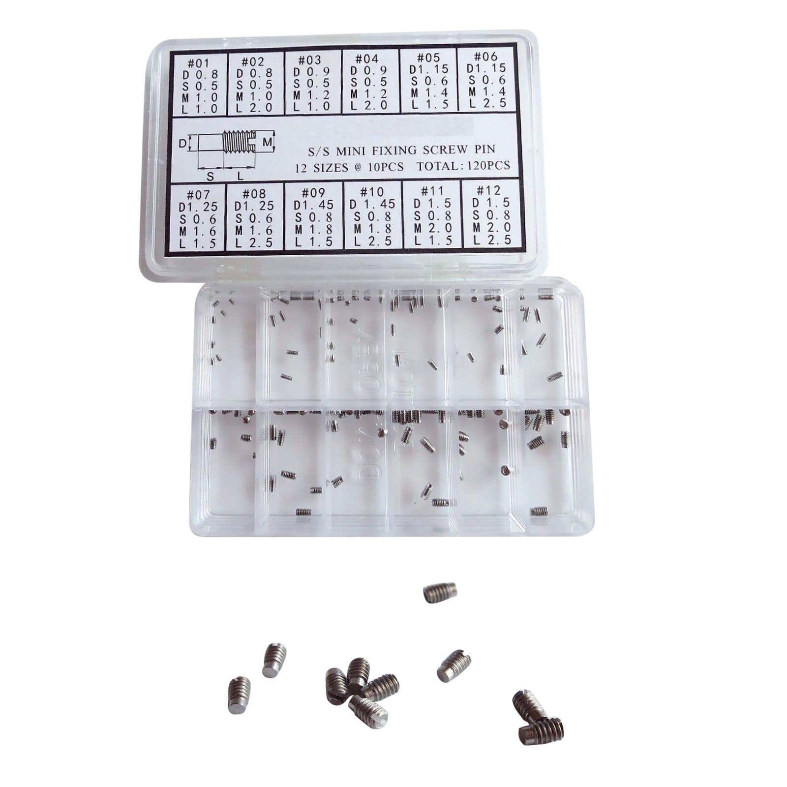 120pcs 12 Sizes Stainless Steel Watch Fixing Screws Pins Repair Accessories A