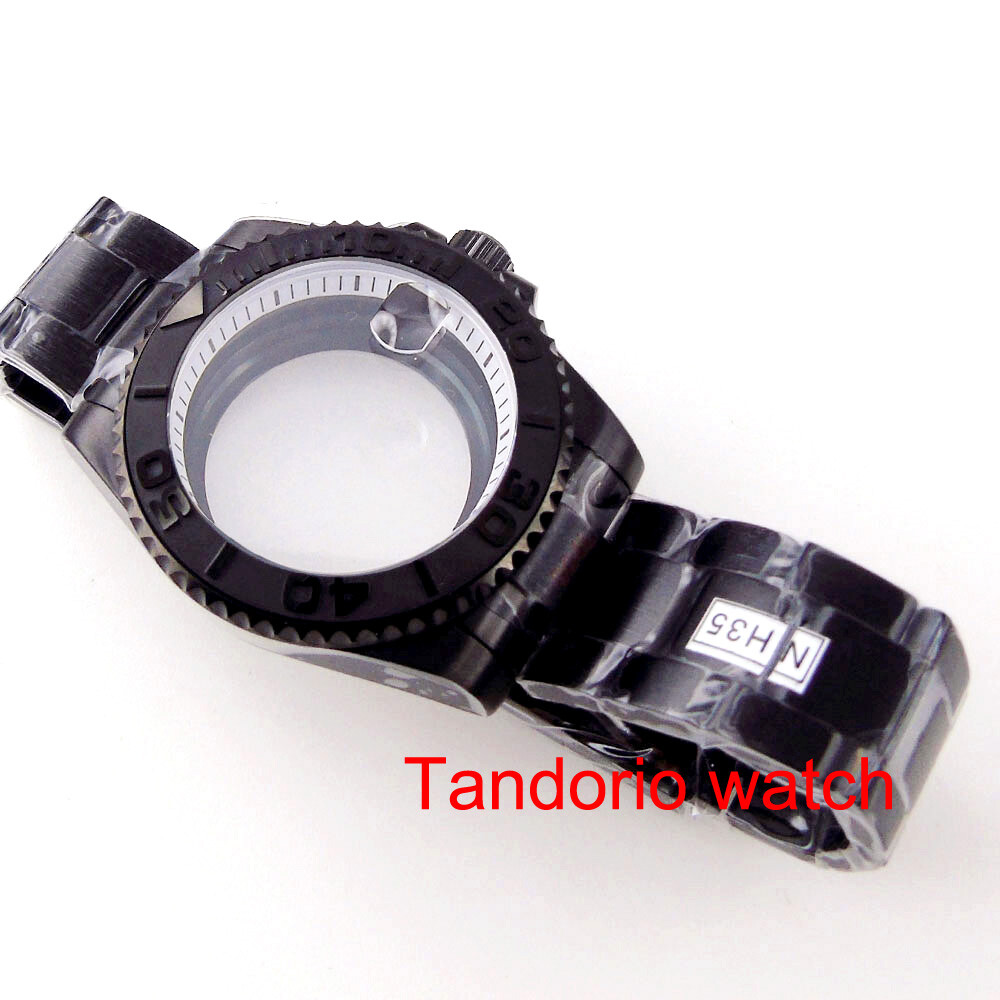 40mm Sapphire Glass Ceramic Bezel Chapter Ring Watch Case Fit for NH35 NH36 2824