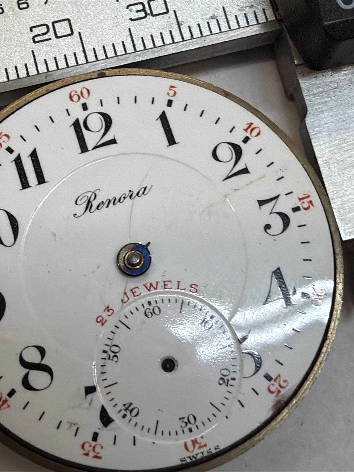 AE72 Fleurier Watch Co Pocket Watch Movement 23J Railroad Dial Vintage Untested