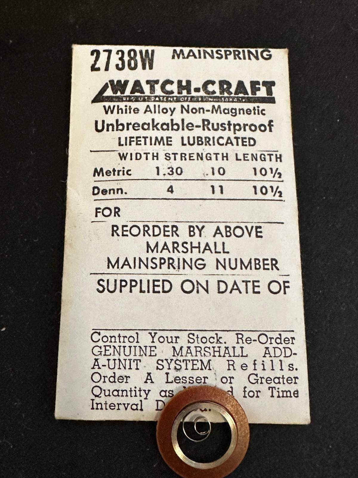WATCH-CRAFT Mainspring 2738W for Kurth 25-451, GSW 23.7 – Alloy