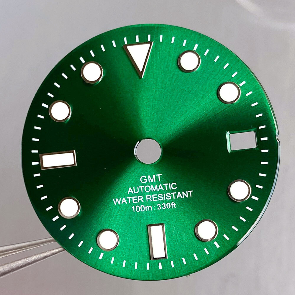 Luminous Black Green Blue 29mm Watch Dial Face fit NH34A NH34 GMT Automatic Movt