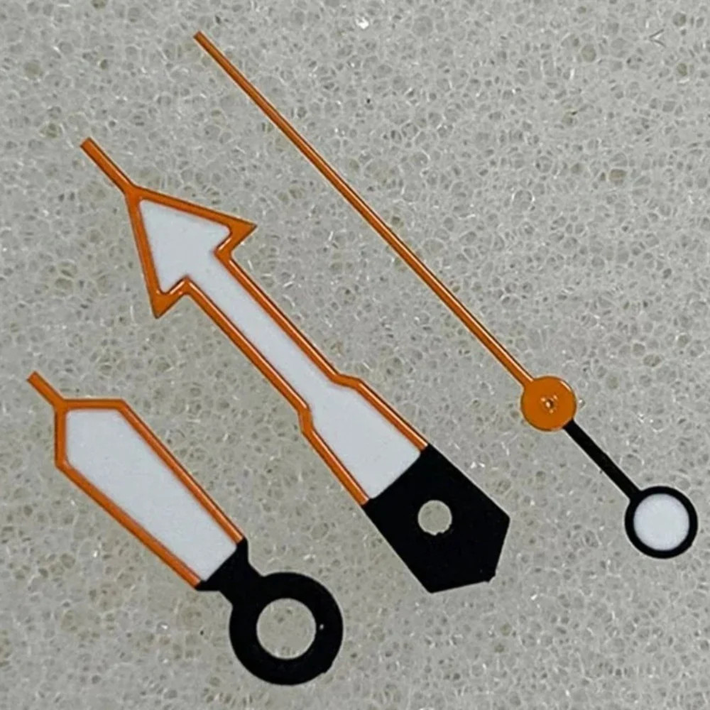 13mm Arrow Shape Orange Trim Watch Hands Green Lume Fit for NH35 NH36 4R36 7S26