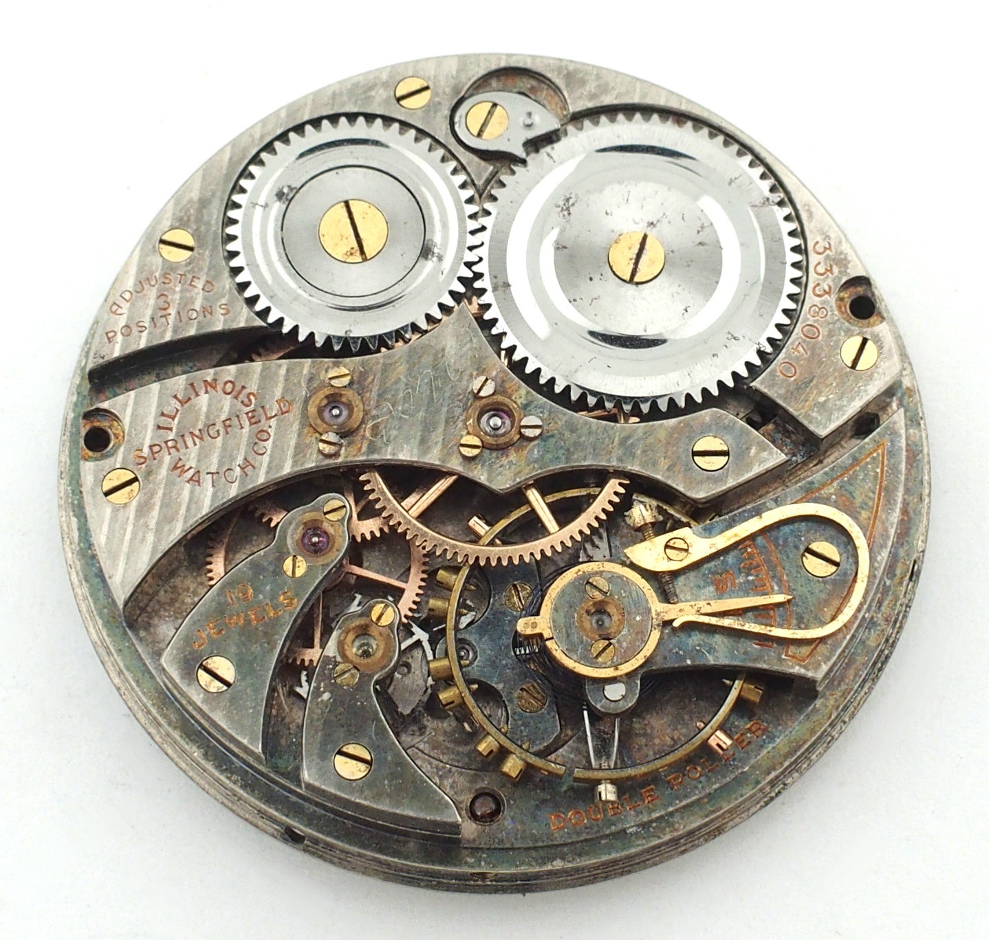 Illinois 12s 19J Hunting Case Grade 406 Pocket Watch Movement for Parts #F367