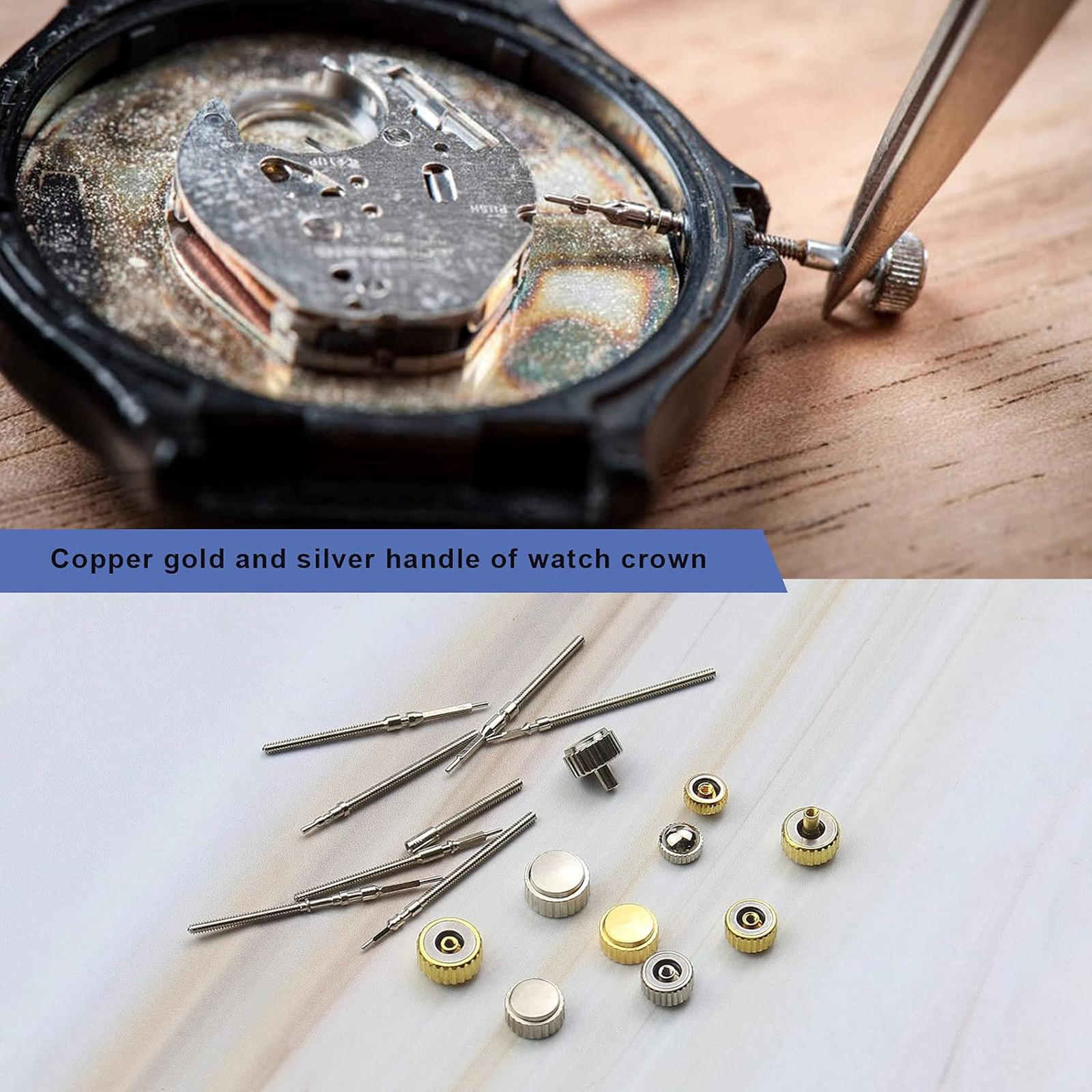 Watch Repair Kit 162pcs Copper Stainless Steel Watch Stem Extender Crowns 3.5mm