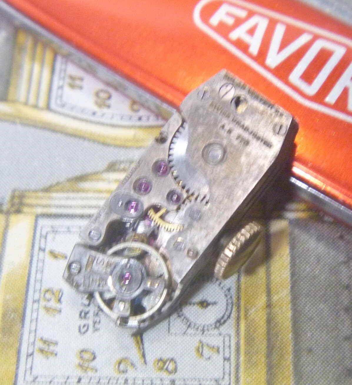 1920s Solar Watch Co Ladies 17 Jewels A. Schild AS775 Baguette Movt Dial Hand!!