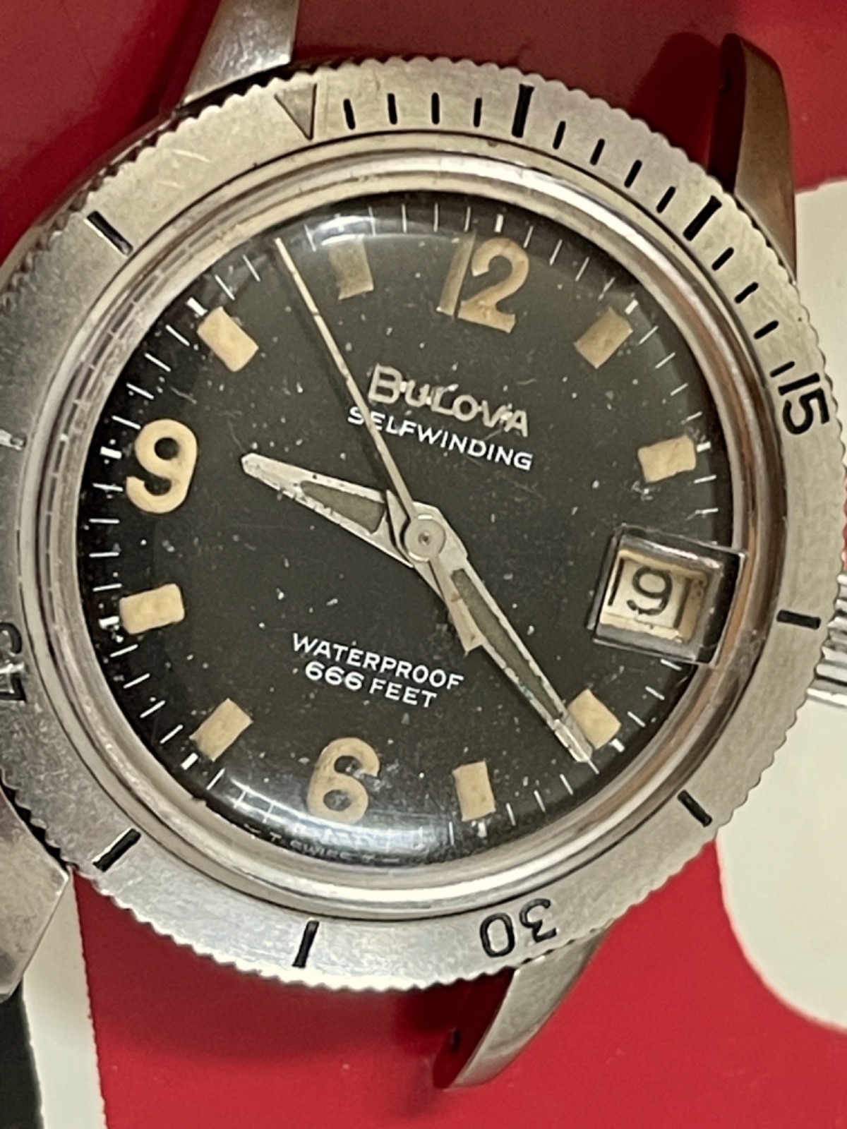 Vintage Bulova Devil Diver Snorkel 386-1 watch case 386-1AWD 28.3mm crystal NOS