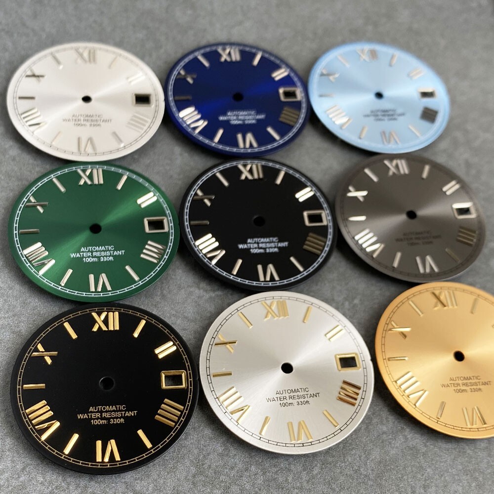 Mod New 29mm ice blue Roman Numeral indexes Watch Dial Face fit NH35 NH36 NH38