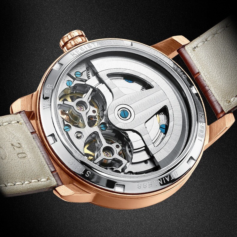 AILANG Men’s Watch Hollow Dual Tourbillon Automatic Mechanical Wristwatches Gift