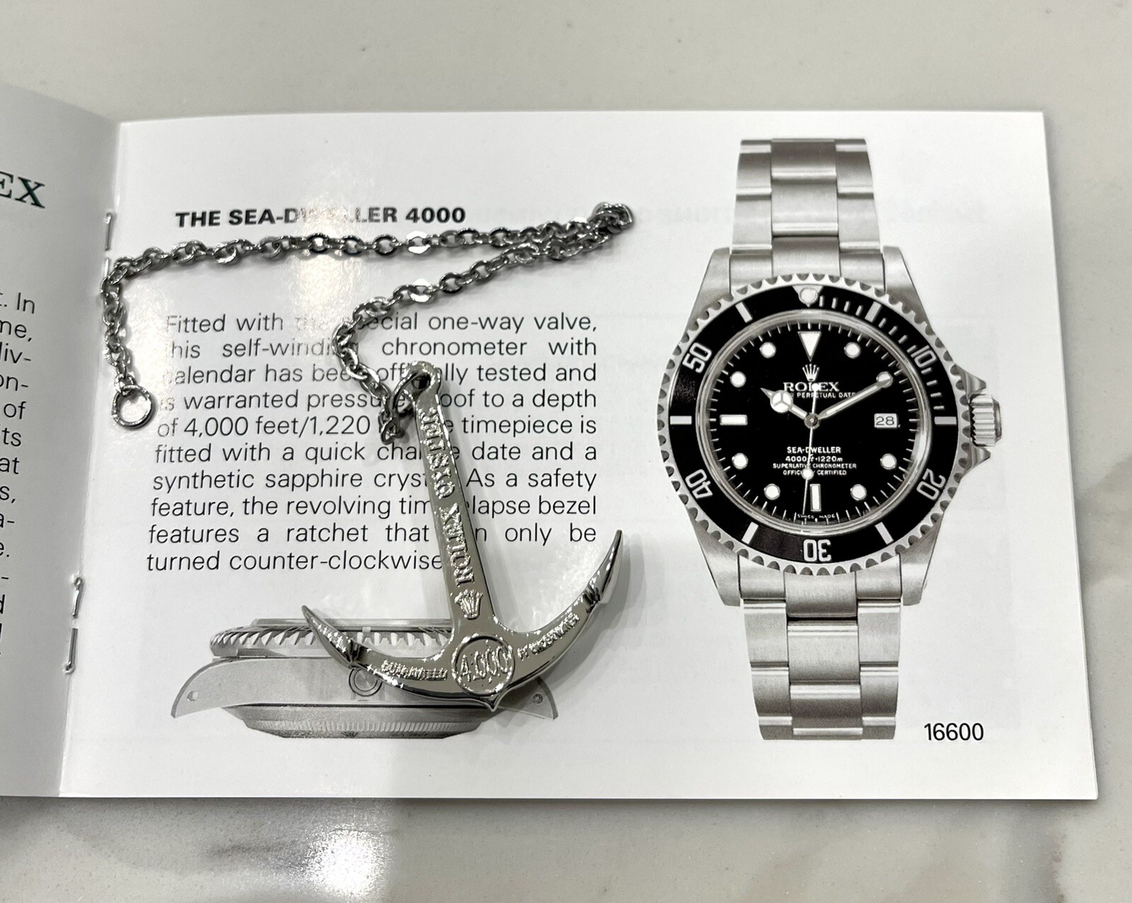 100% Authentic Rolex Sea Dweller Anchor For 16600 16660 1220M/ 4000Ft MINT