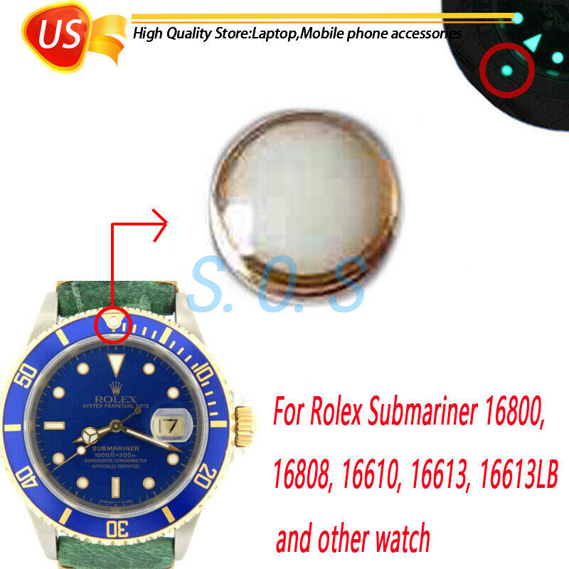 Pearl Green Lume Pip Bezel Insert Fit Rolex Submariner 16800 16610 16613LB Gold