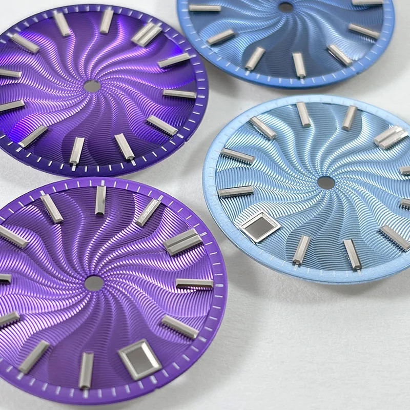 NH35 Dial 28.5mm Guilloche Dial Blue Lume NH38 No Date/3 O’clock/6 O’clock Date