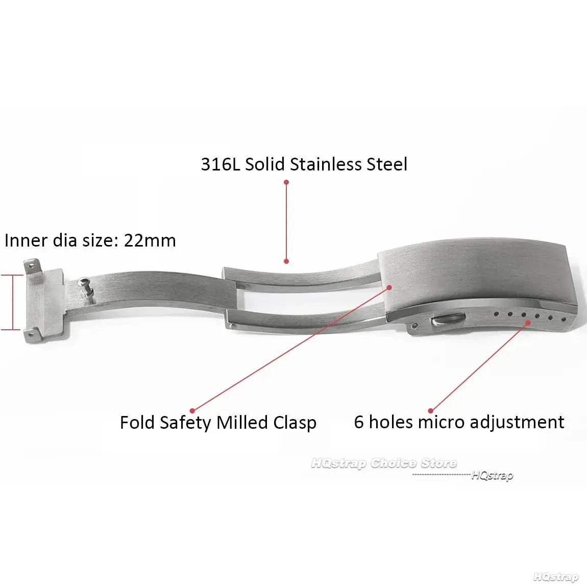18 20 22mm Extended Fold Watch Buckle for Seiko Steel Safety Clasp Silver Black