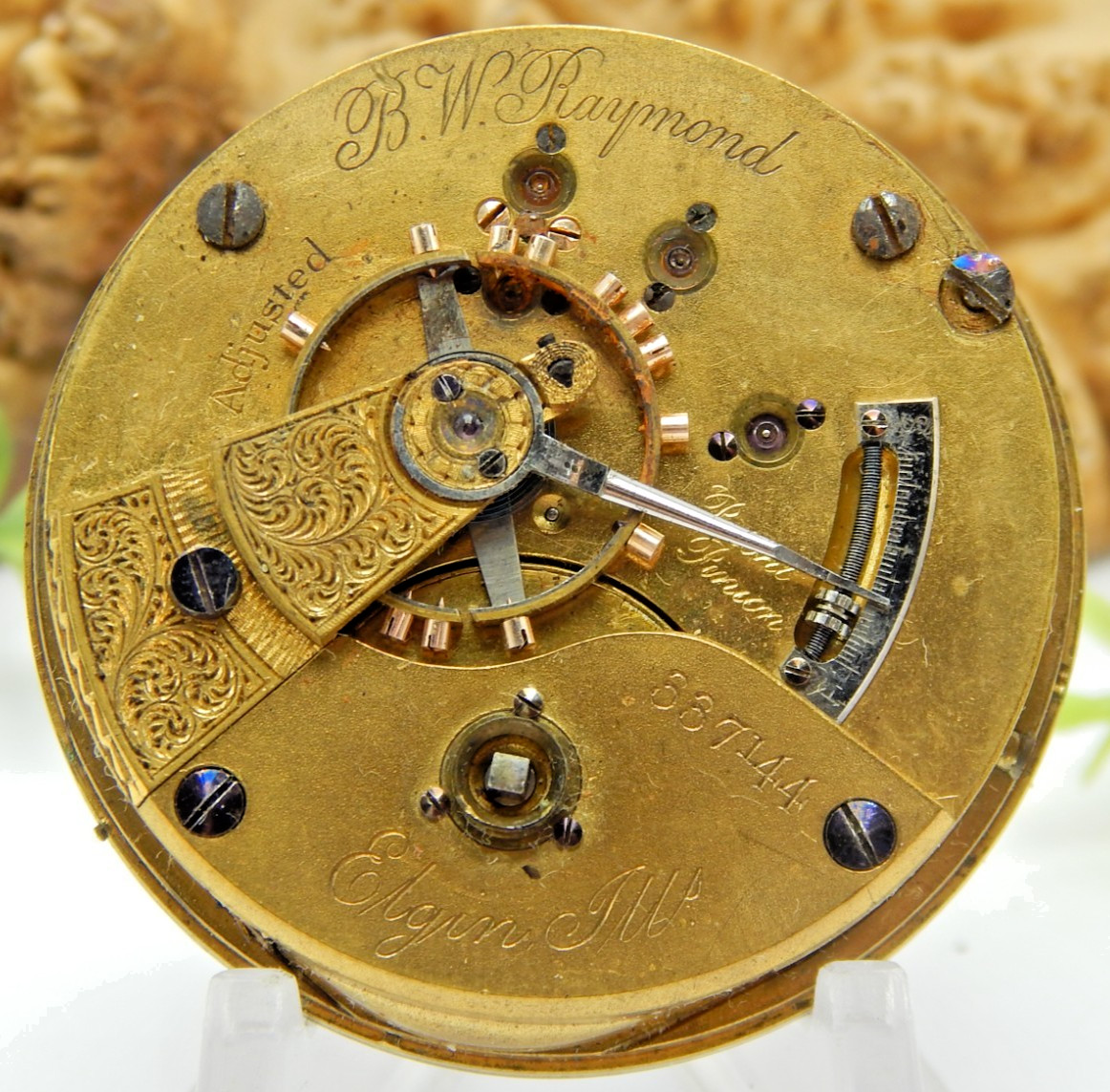 Antique Pocket watch movement Elgin Key Wind Railroad Grade 70 BW Raymond 18S 15