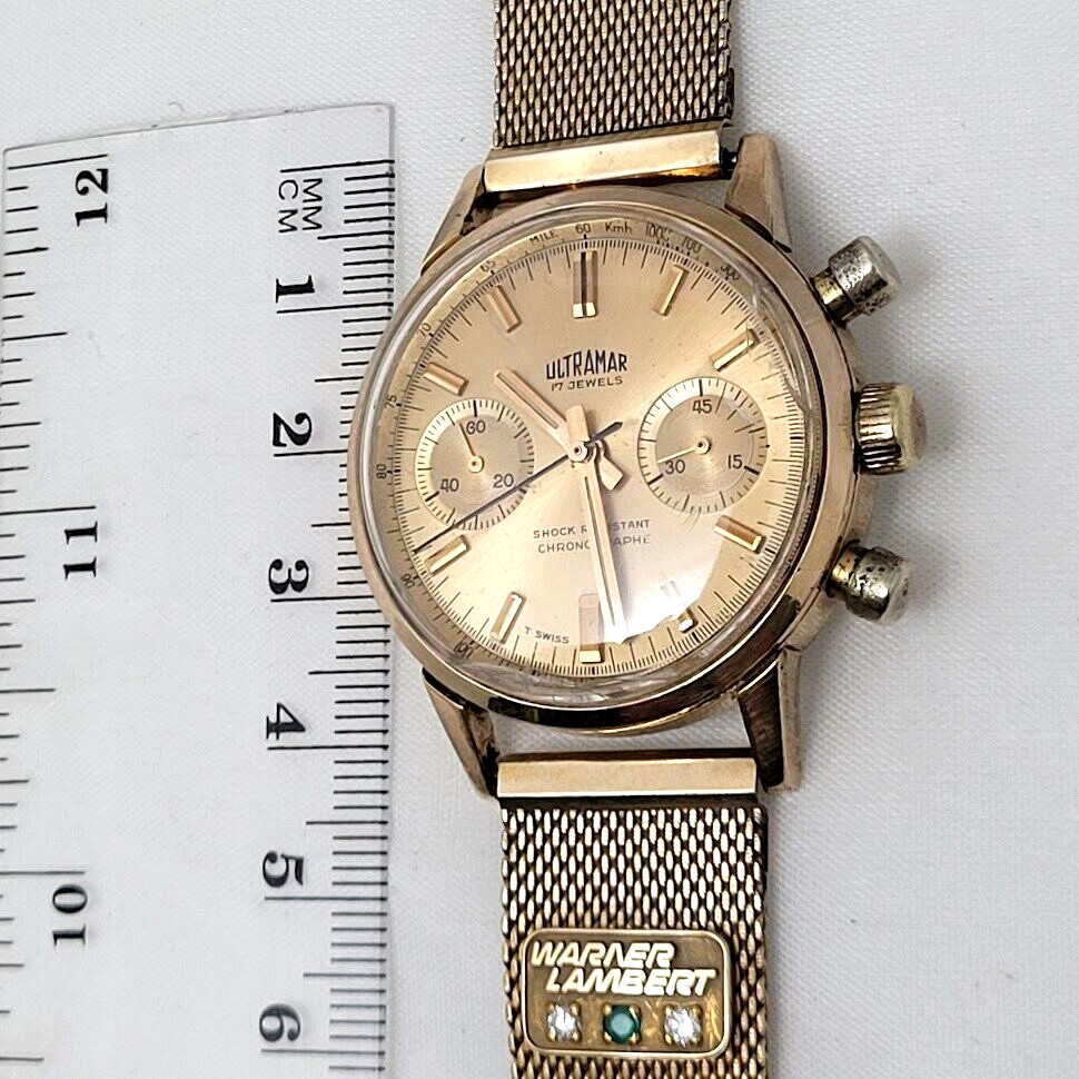 🔥🔥 Very.. Very Rare! & Vintage! ULTRAMAR – WARNER LAMBERT 10 K GF, Wristwatch!