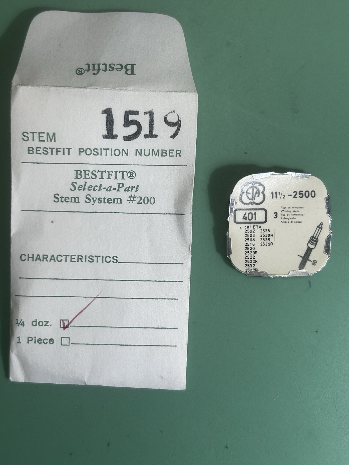 ETA – Cal. 2500 – Winding Stem – Part 401 – .9 mm – Tap 10 – 16 mm long – NOS