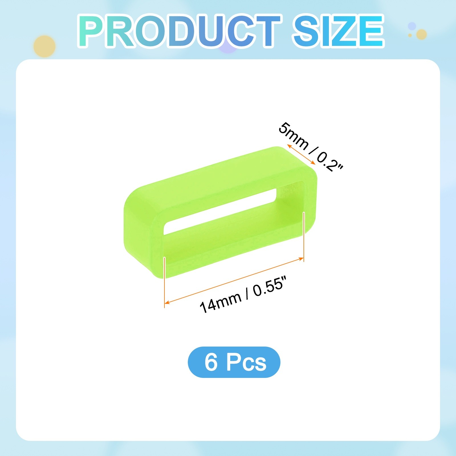 6pcs 14mm Green Watch Band Loop Silicone Watch Strap Retainer Loop for Watch