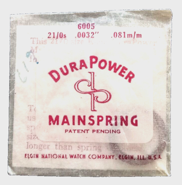 ELGIN WATCH MAINSPRING 21/0 size .0032″ .081mm #6005