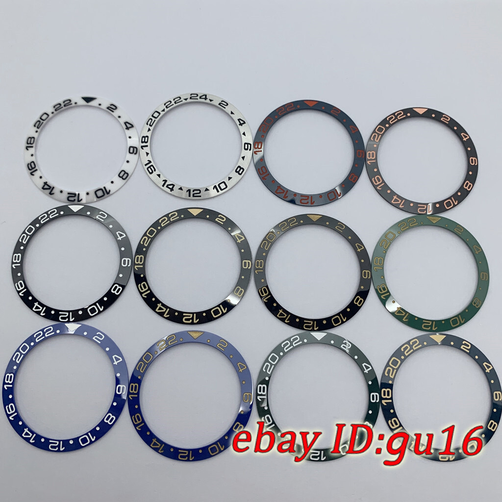 38mm black white blue green red GMT watch bezel insert for 40mm automatic watch