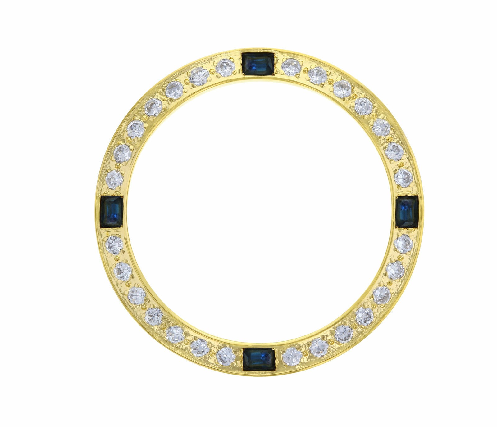 Gold Created Diamond Sapphire Replacement Bezel 26mm For Rolex For Tudor