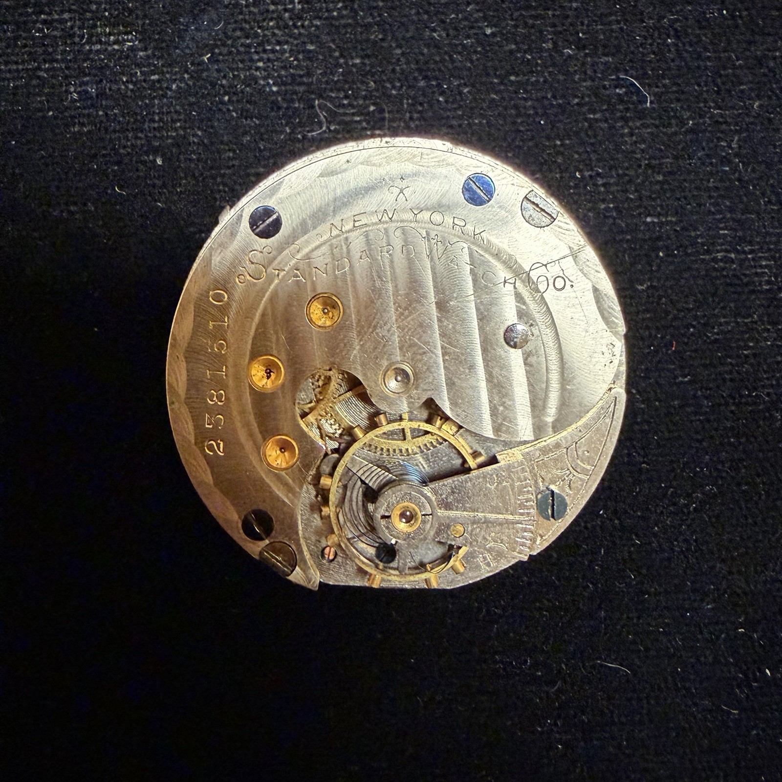 1902 New York Standard Watch Co. Grade: 44 6s 7j Movement & Dial Parts Or Repair