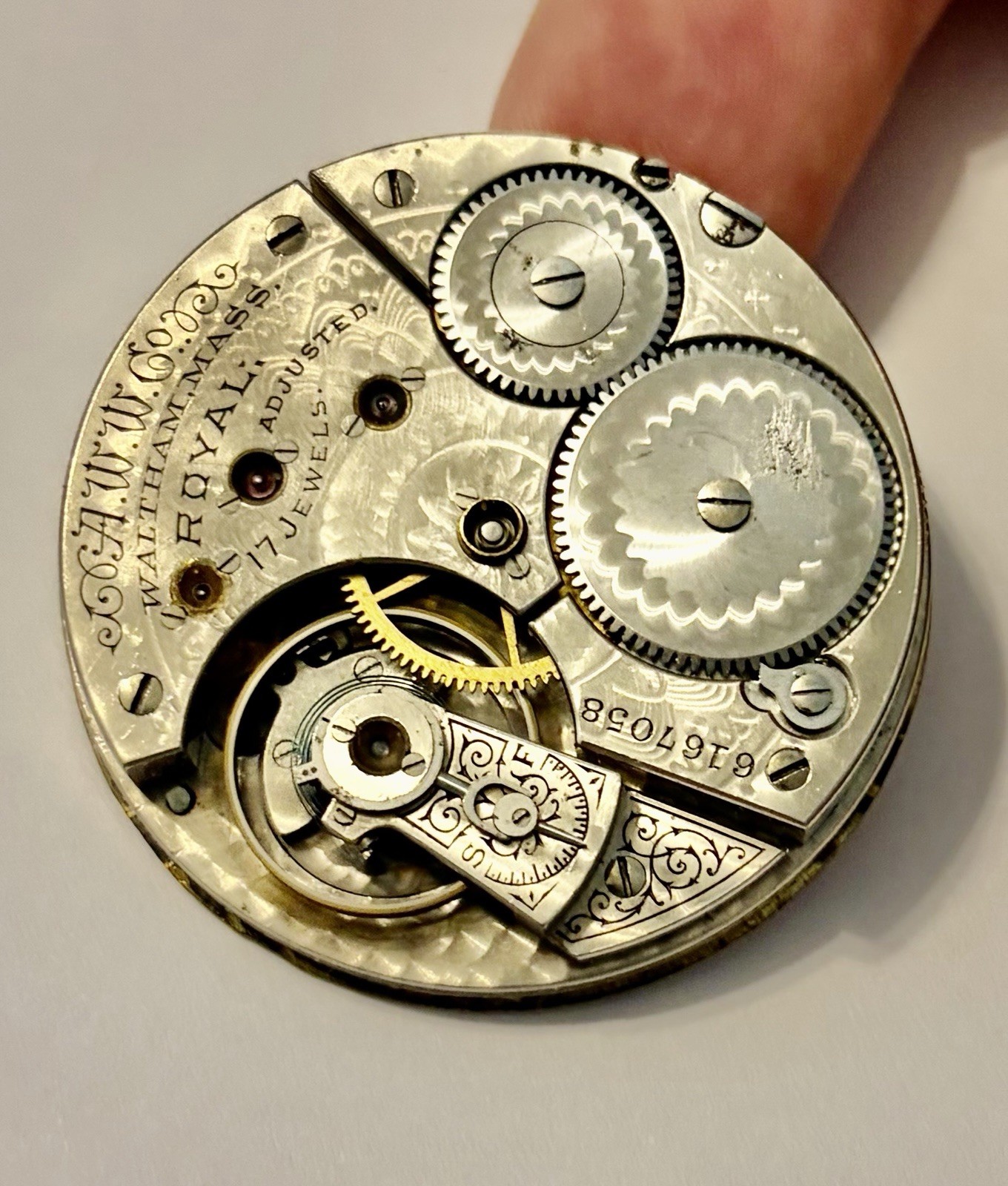 Waltham Royal 16s 17j M1888 Pocket Watch Movement Railroad Dial 3 o’ clock Sub