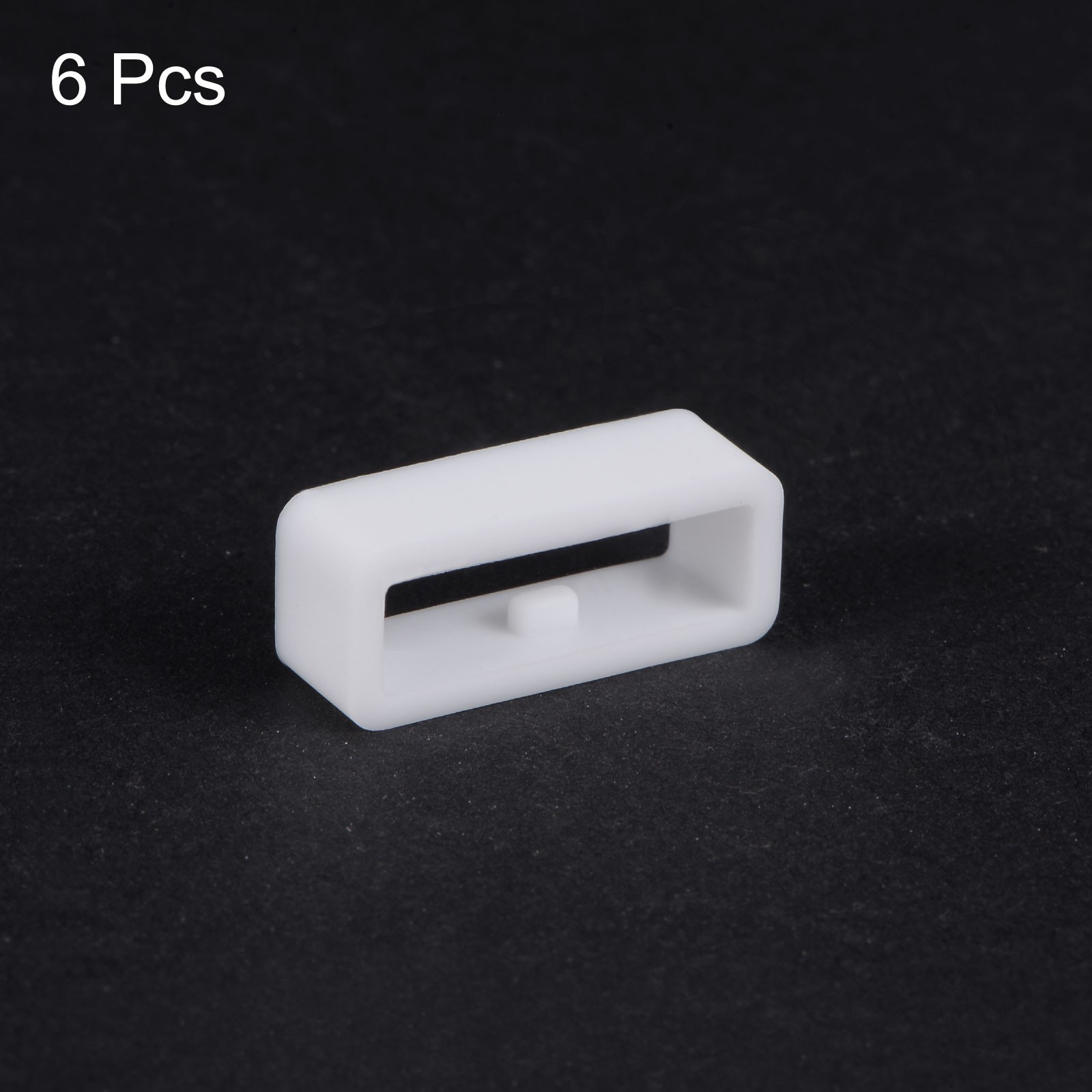 6pcs Watch Strap Loop Fastener Ring 16mm Rubber Watch Holder Keeper White