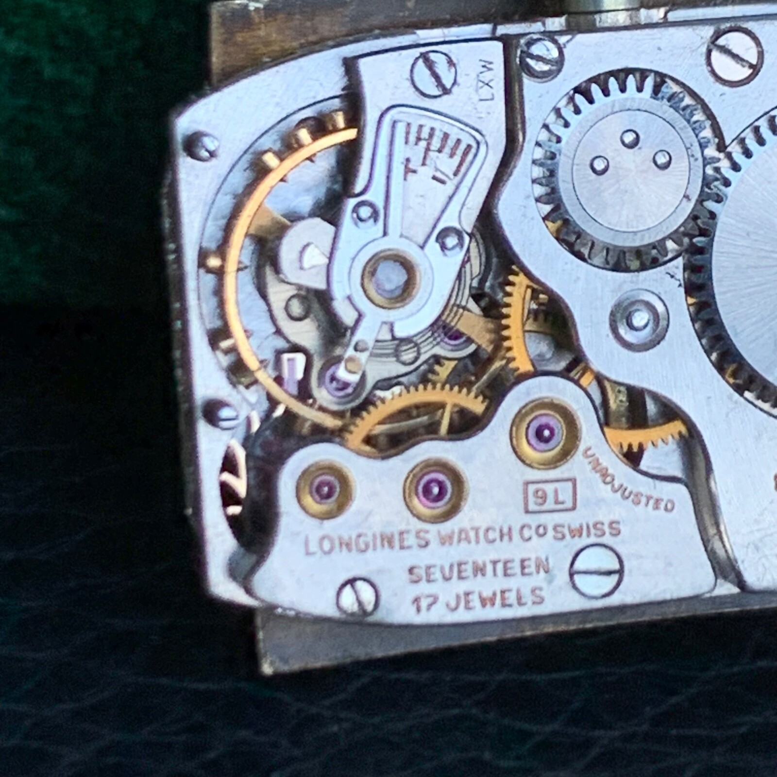 Vintage Longines 9L 17 Jewels Rectangular Movement for PARTS / REPAIR