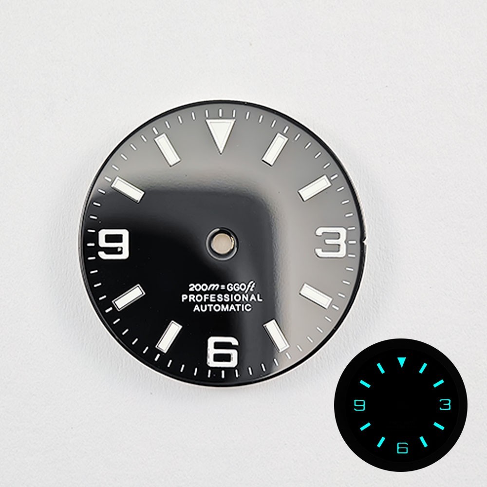 29mm Custom Logo Watch Dial For NH35 NH36 Movement Blue Green Luminous Faces