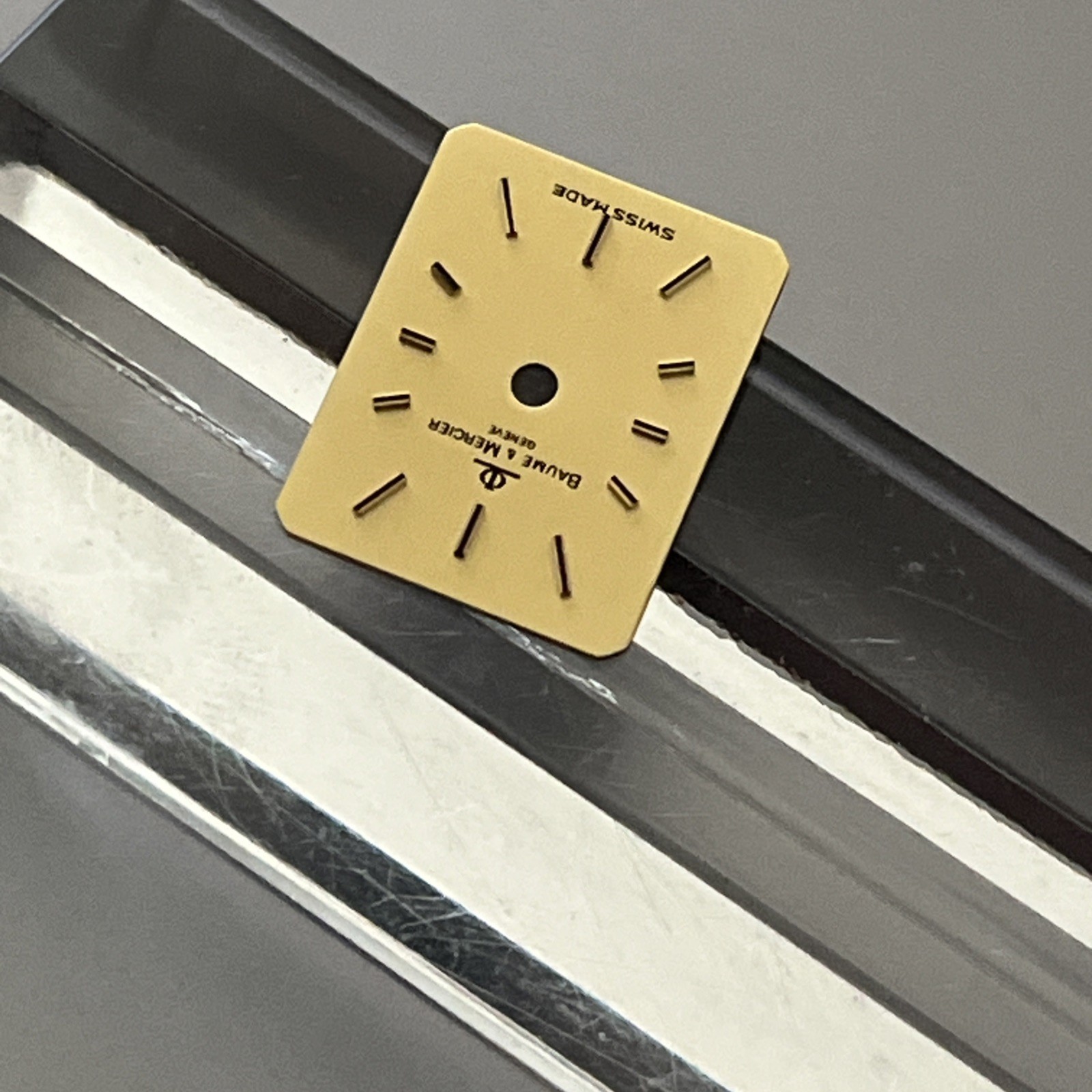 Baume Mercier Watch Dial Ref 1145 Gold Champagne Rectangle Stick 12.5 x 16 Hands