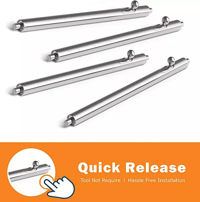 QUICK RELEASE Spring bars, 316L Stainless Steel, 1.8mm Heavy Duty, 20mm 22mm