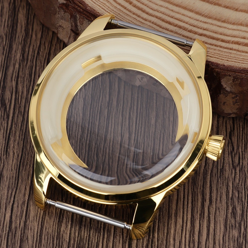 Steel Golden Watch Case 40.6mm/33mm Modify Seiko Mod 10ATM For Seiko NH35 36 38