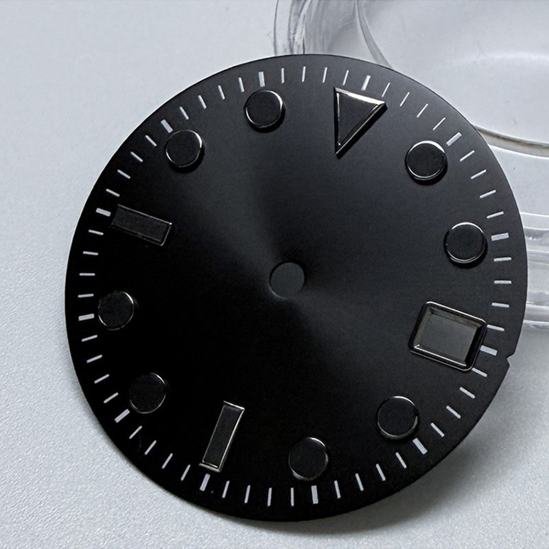 28.5mm Black Sterile Watch Dial Green Luminous For NH35 NH36 4R Movement Parts