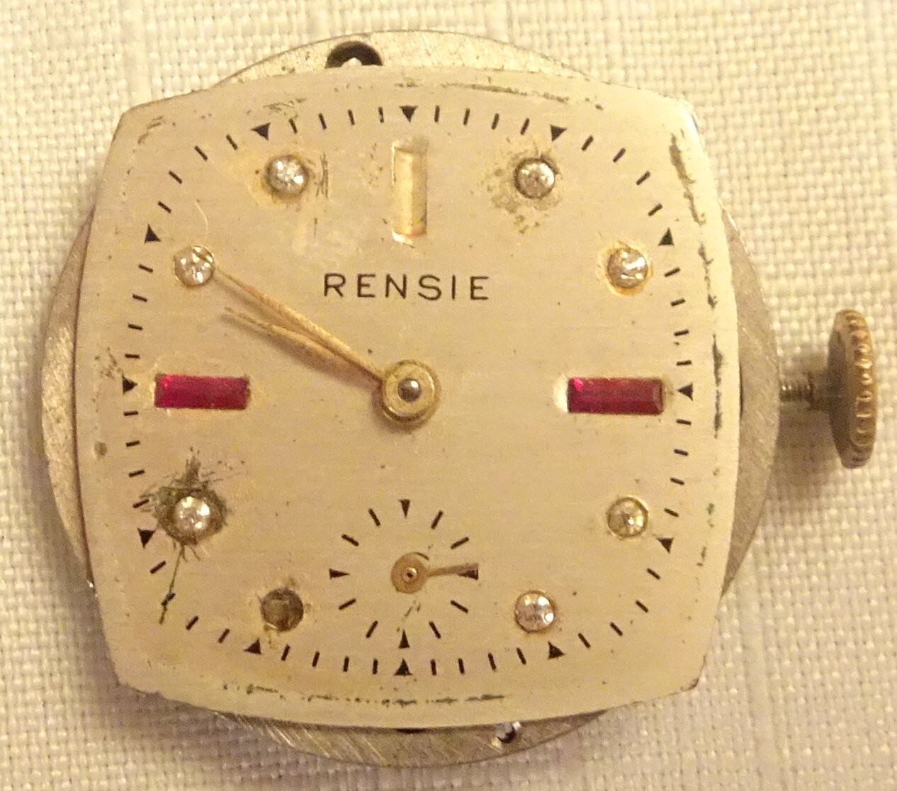 Rensie Wristwatch Movement 7J Antique Men’s Parts or Repair CT01