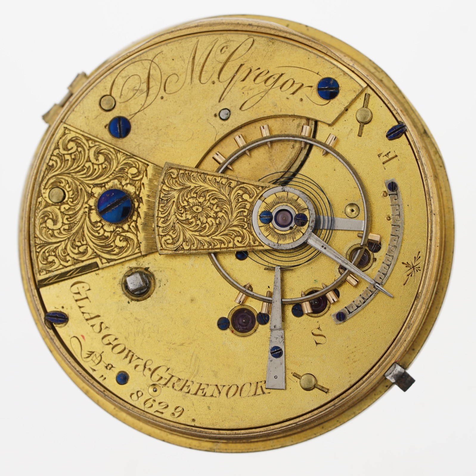 D McGREGOR GLASGOW & GREENOCK ENGLISH LEVER FUSEE MOVEMENT SPARES OR REPAIRS H19