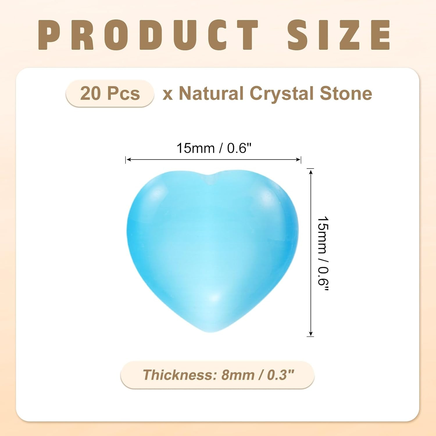 20Pcs Natural Heart Shaped Crystal Stone, 0.6 Inch 5/16″ Thick Mini Polished Lov