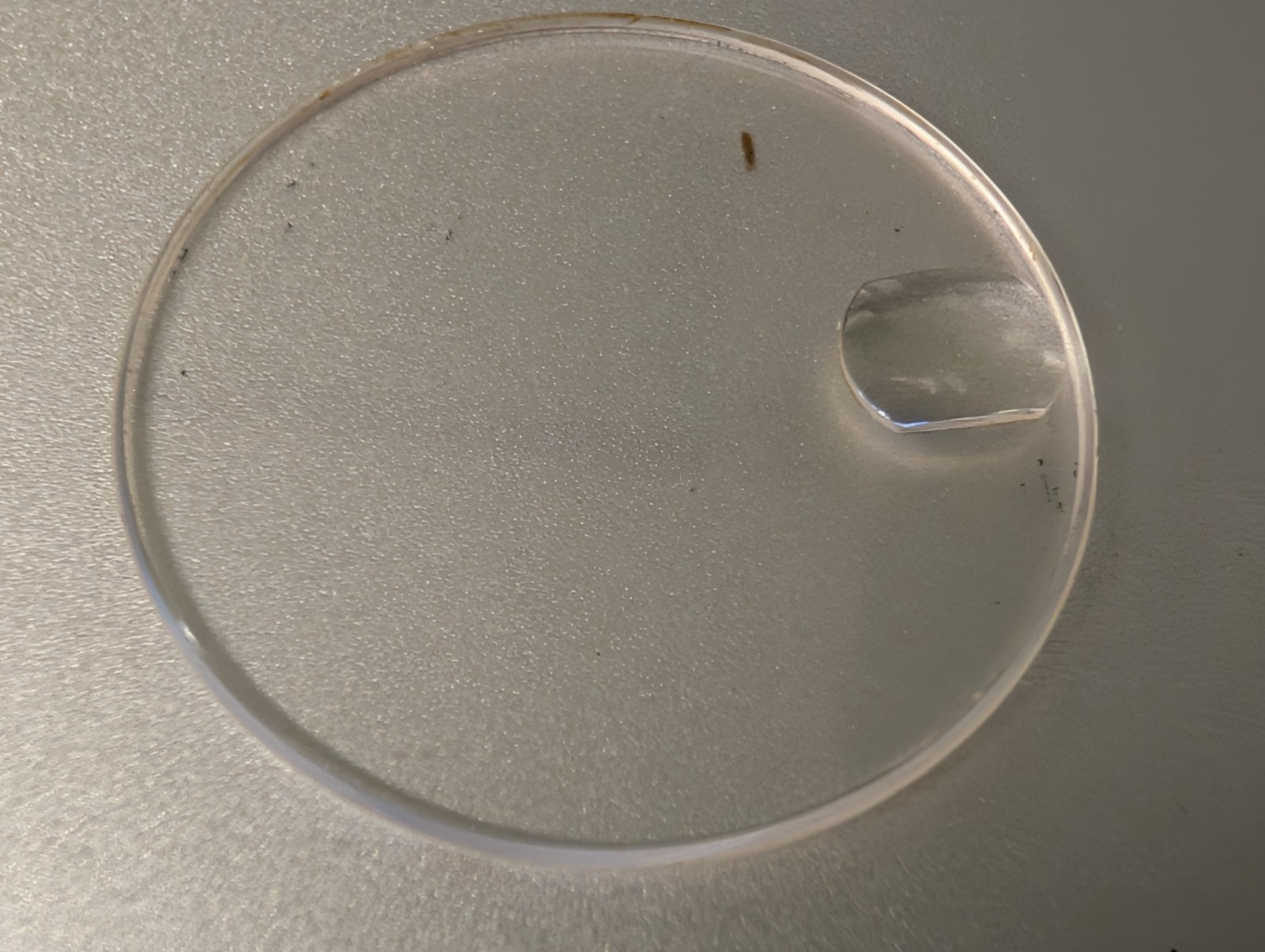 Genuine Rolex 246c Midsize Sapphire Crystal used, 25.3mm diameter loupe cracks