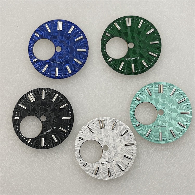 28.5mm Automatic Dial Green Lume Open Heart Fit Mod Watch Part