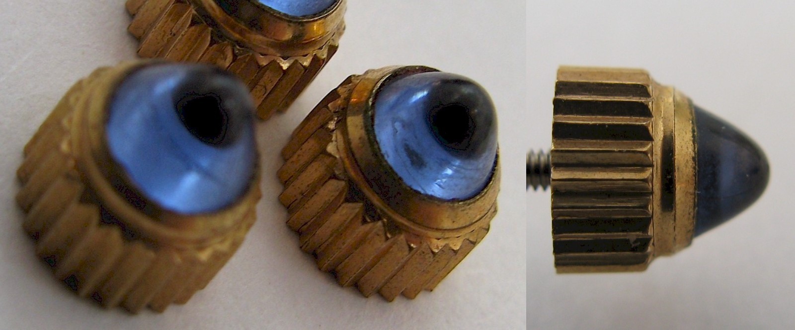 NEW old stock pink gold plated crown with blue cabochon stone diameter 5.5 mm