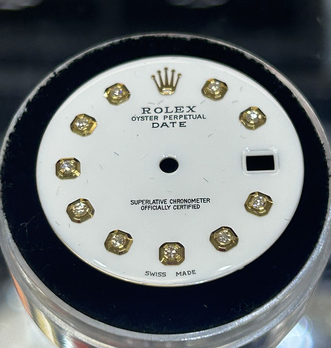 Rolex 34mm Date Watch Custom White Diamond Dial For NonQuick Models 1500 1503
