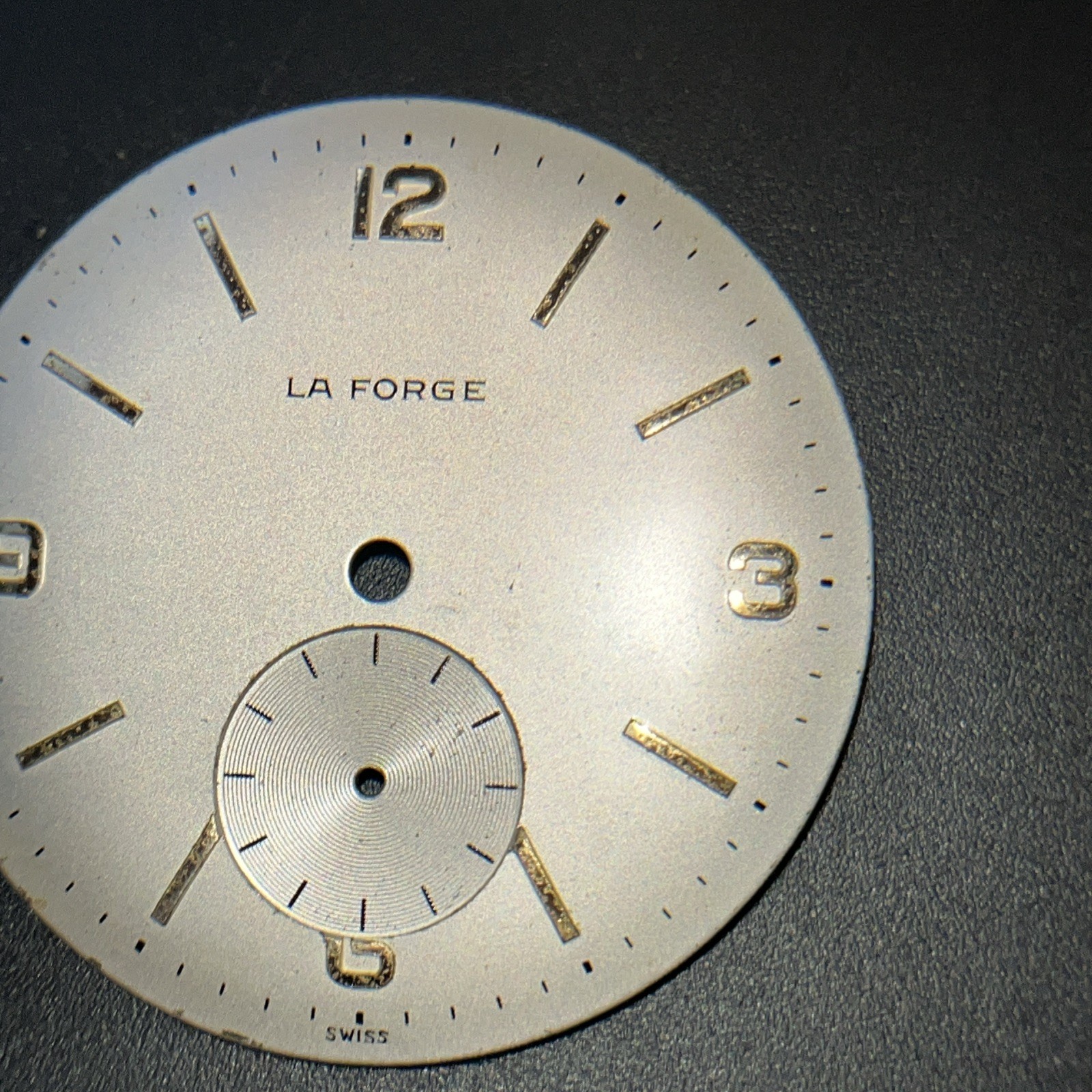 VTG La Forge Watch Dial with Sub -Seconds Swiss Made for Parts Repair
