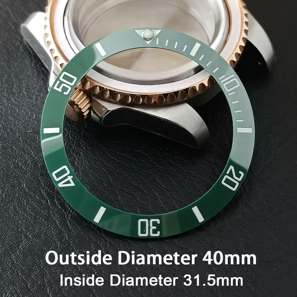 40×31.5mm Ceramic Watch Bezel Insert Sloping Green Black Red Blue Replacement