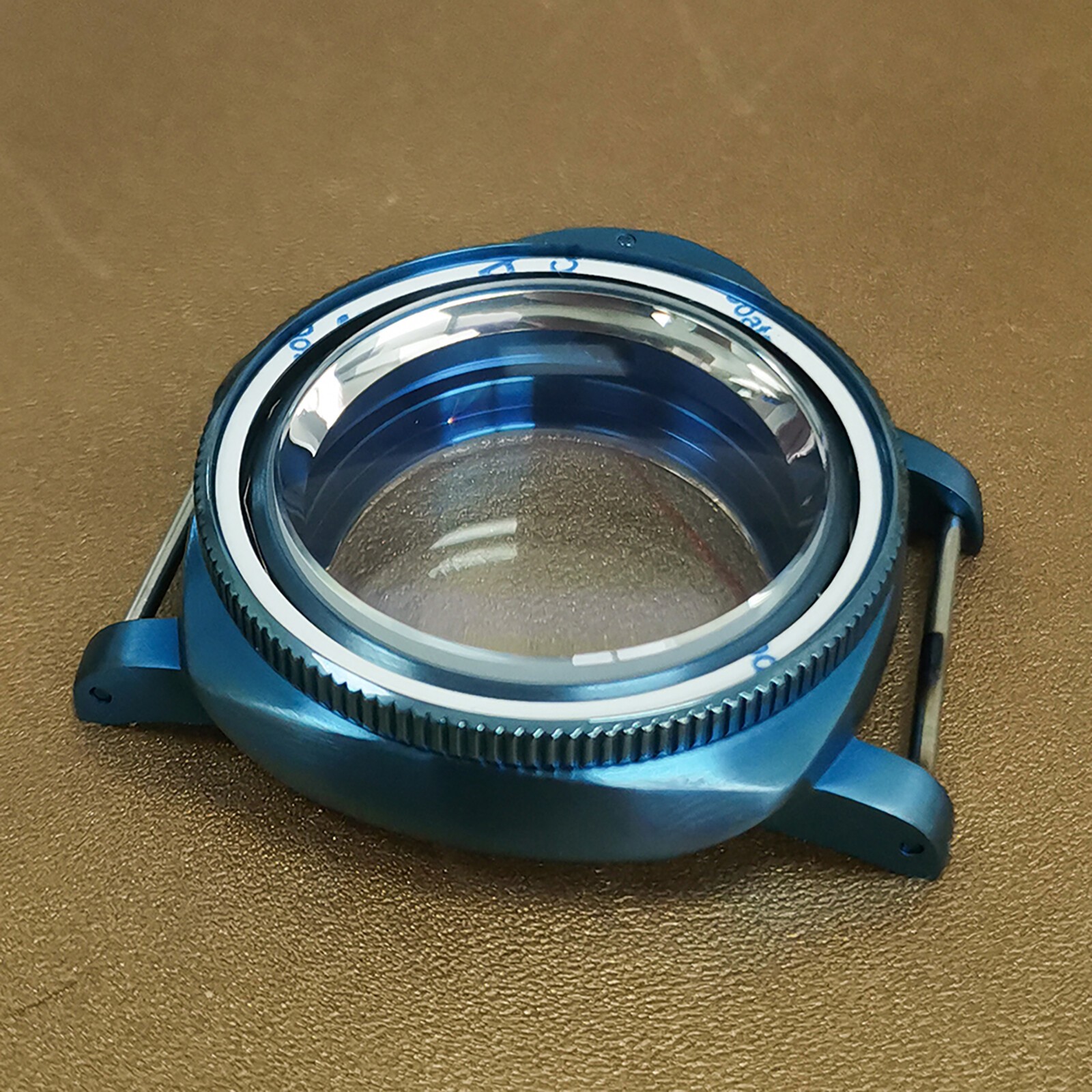For NH35 NH36 4R 7S Movement 42 mm Plated Blue Watch Case Steel Inner Ring Bezel