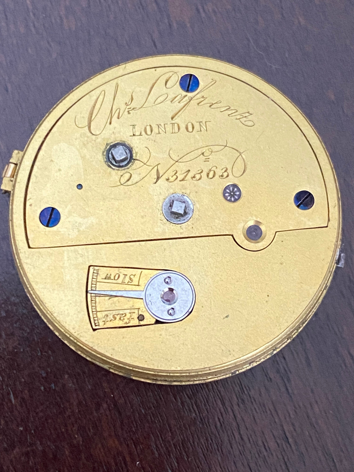 VINTAGE 38.42MM LONDON POCKET WATCH MOVEMENT, RUNS, NO DIAL